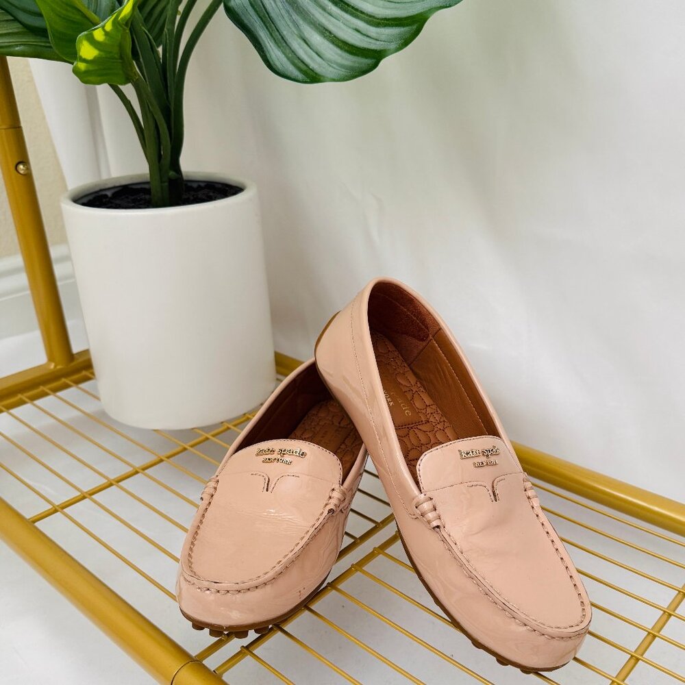 Kate Spade Peach Patent Leather Deck Driving Penny Loafers Size Size 5.5